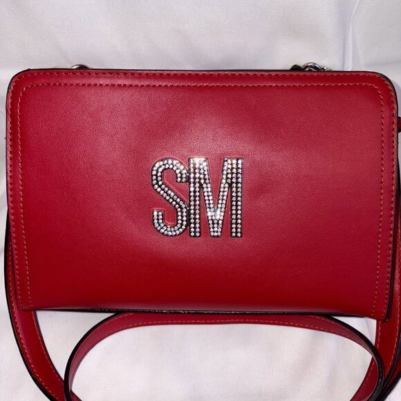 STEVE MADDEN BTilt 2 Crossbody Handbag Purse Red w/ Rhinestone SM Logo NWT - Picture 2 of 9